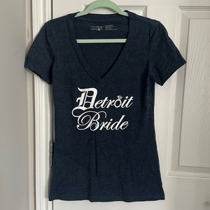 “DETROIT BRIDE”  NAVY VNECK T-SHIRT Size Medium. Never worn